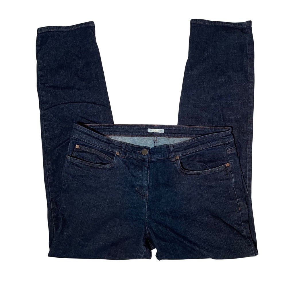 Eileen Fisher Women  Lg Dark Wash Straight Leg Denim Jeans Blue Capsule Wardrobe